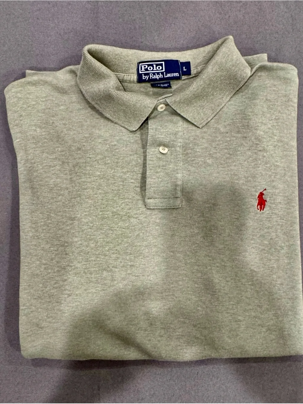Ralph Lauren Light Green Long Sleeve Polo Shirt with Red Pony Office Casual Lge